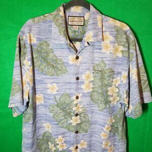 Jamaica Jaxx 100% Silk Hawaiian Floral Short Sleeve Button Up Mens Medium Island